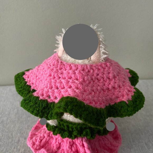 Handmade Crochet Spring Summer Pink Green Outfit for 17cm Plush Doll 2-Piece Set - Picture 6 of 7